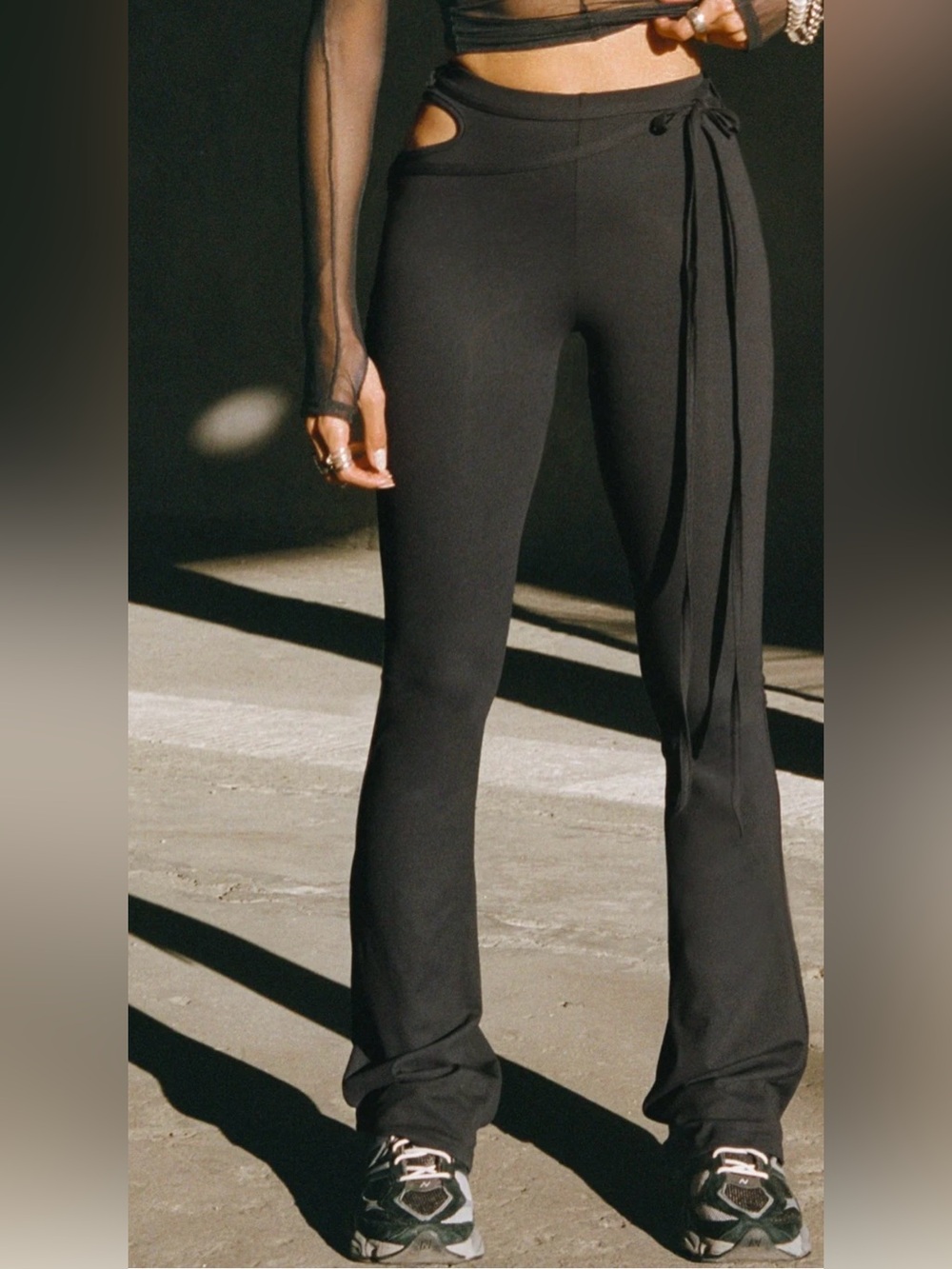 Joah brown cut out mini flare leggings